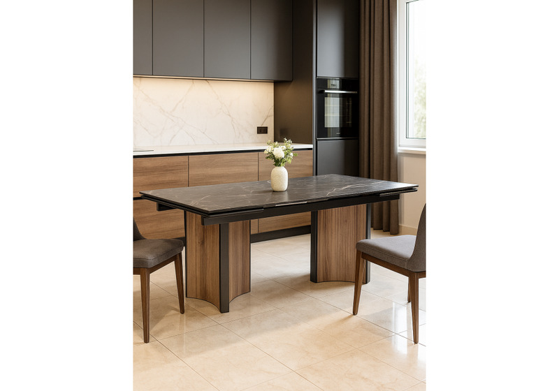 Керамический стол, Саливан 180x90 nero marquina / дуб бомонд лофт