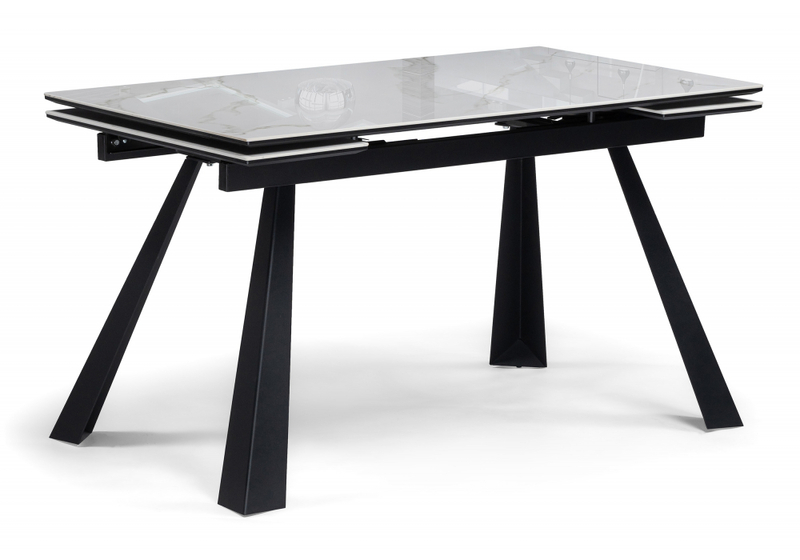 Керамический стол, Маунт 140x80 белый мрамор / черный