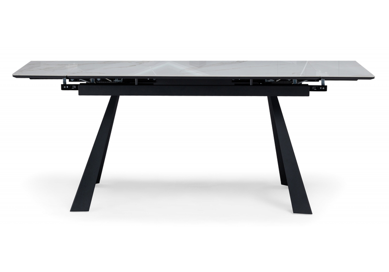 Керамический стол, Маунт 140x80 белый мрамор / черный