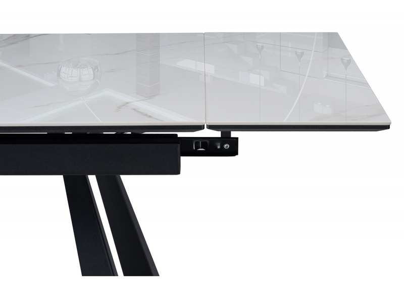 Керамический стол, Маунт 140x80 белый мрамор / черный