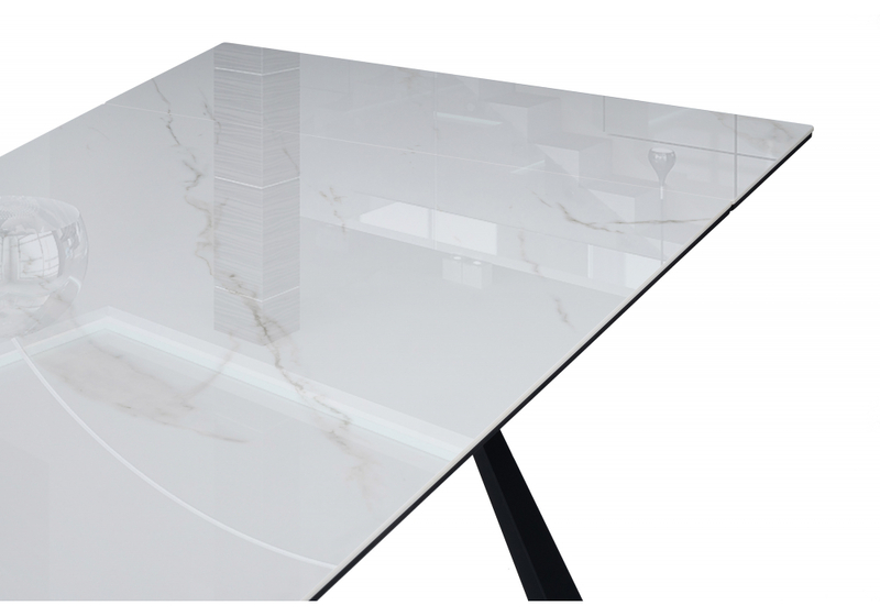 Керамический стол, Маунт 140x80 белый мрамор / черный