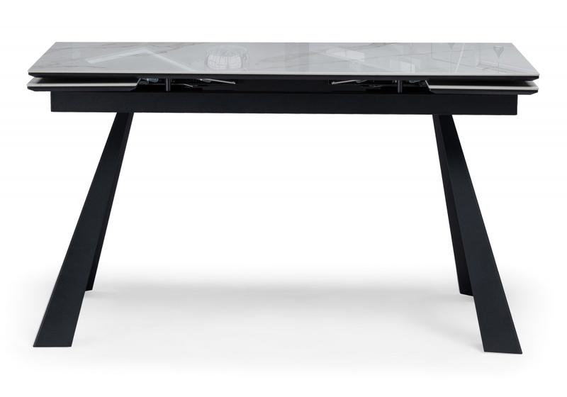 Керамический стол, Маунт 140x80 белый мрамор / черный