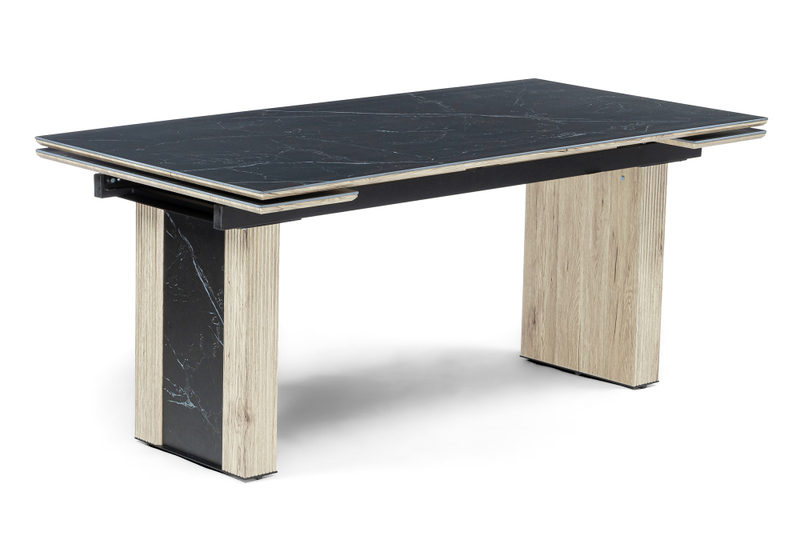 Керамический стол, Бернардо 180x90 черный мрамор / дуб монтана