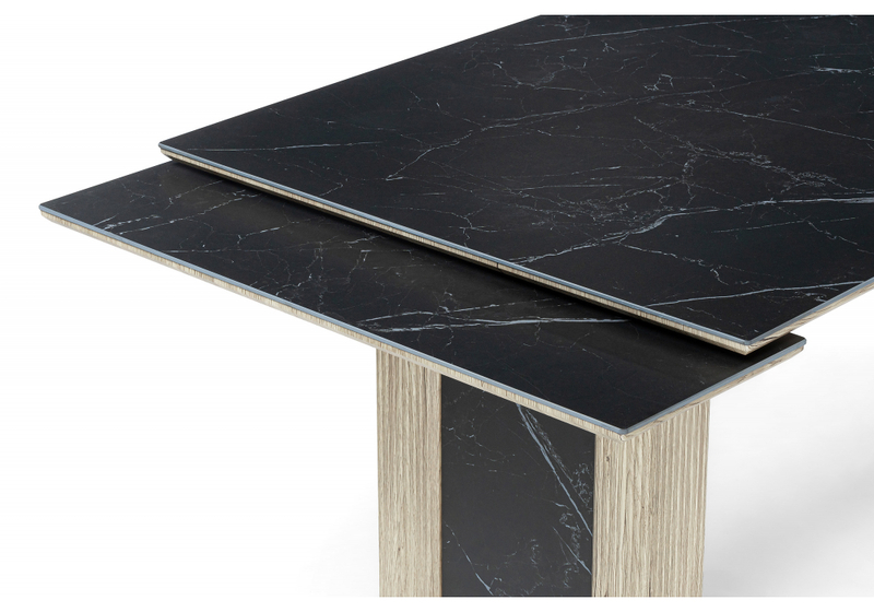 Керамический стол, Бернардо 180x90 черный мрамор / дуб монтана