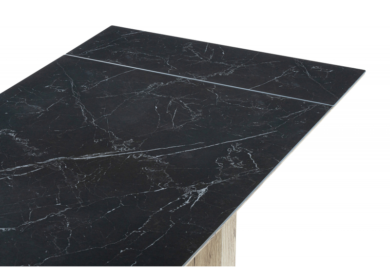 Керамический стол, Бернардо 180x90 черный мрамор / дуб монтана