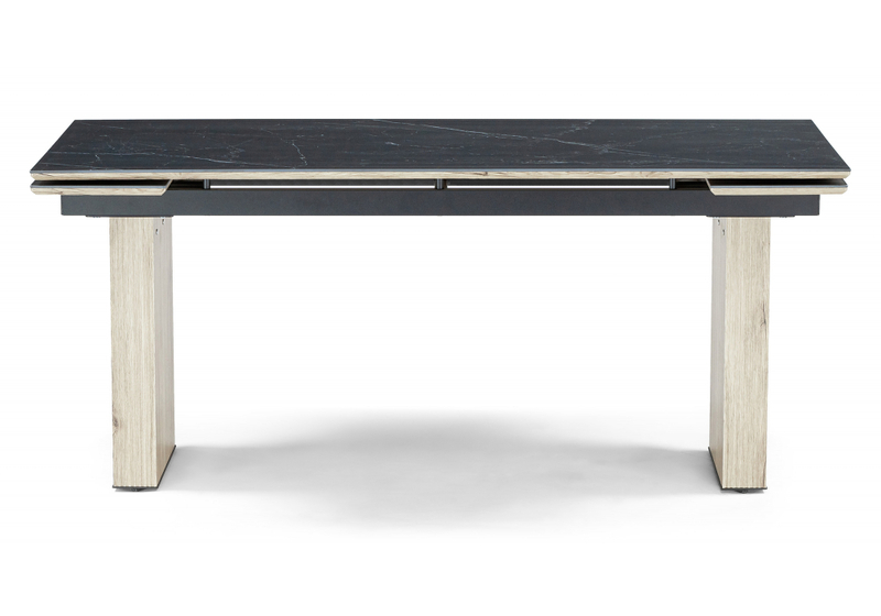 Керамический стол, Бернардо 180x90 черный мрамор / дуб монтана