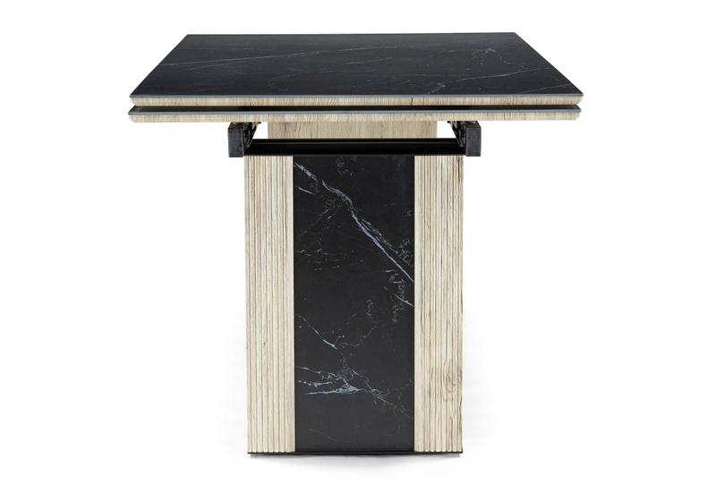 Керамический стол, Бернардо 180x90 черный мрамор / дуб монтана