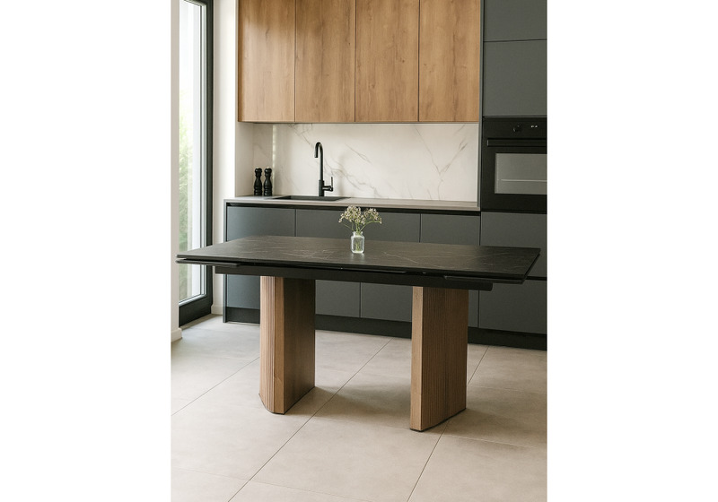 Керамический стол, Монерон 180(240)x90 shakespeare black / орех кантри