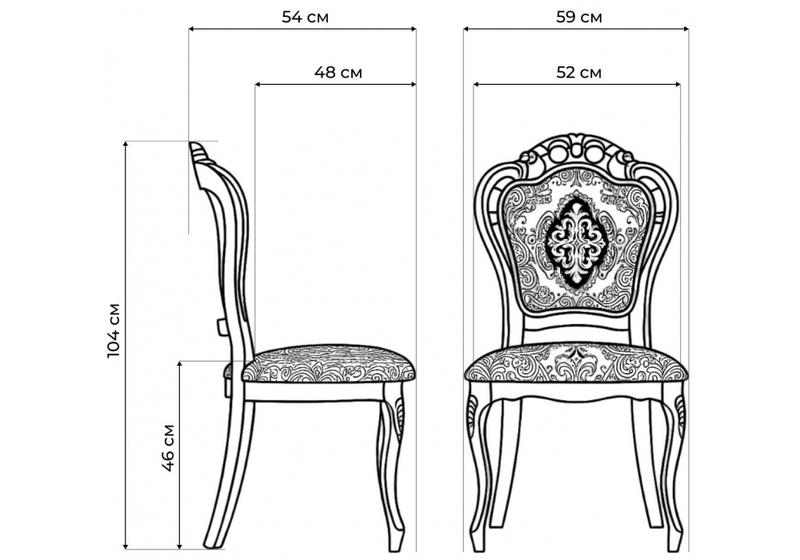 Стул деревянный, Bronte вишня / патина