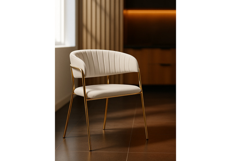 Стул на металлокаркасе, Kamelia бежевый / золотой