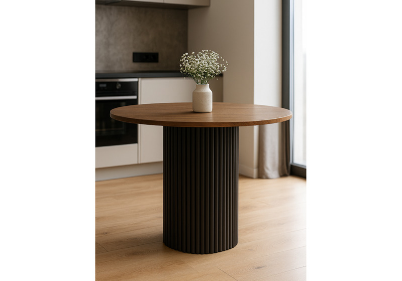 Стол деревянный, Барел 90 орех кантри / черный