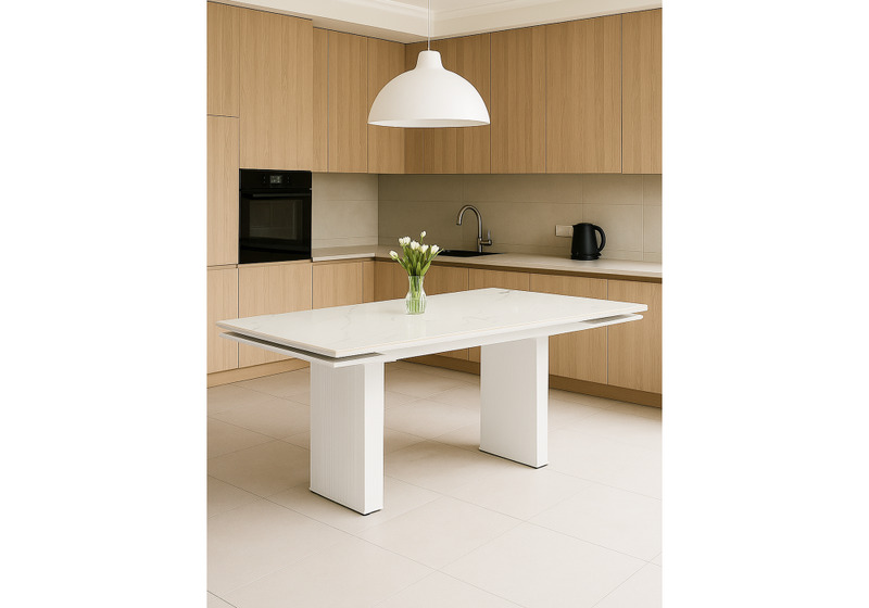 Керамический стол, Монерон 200x100 дерево / белый