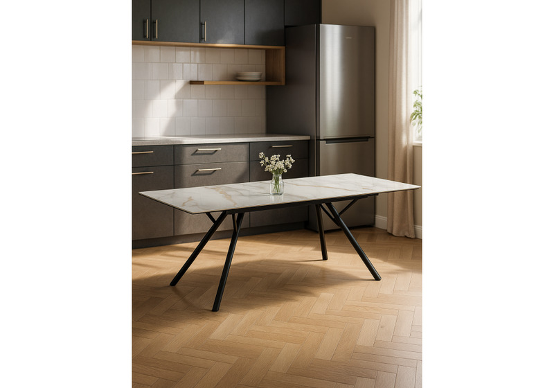 Керамический стол, Ворен 180(240)x90 calacatta gold / черный