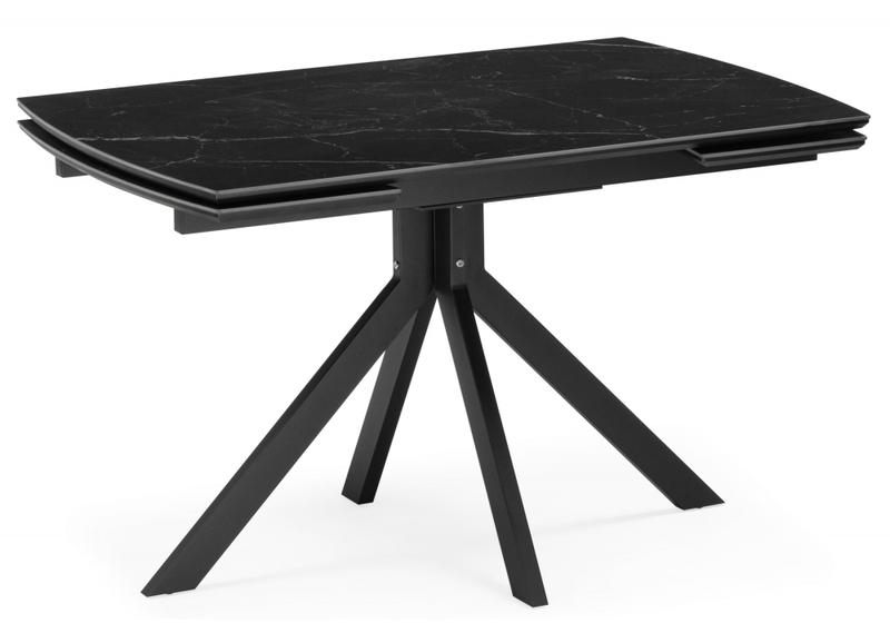 Керамический стол, Катчел 120(180)x80 черный мрамор / черный