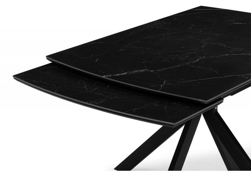 Керамический стол, Катчел 120(180)x80 черный мрамор / черный