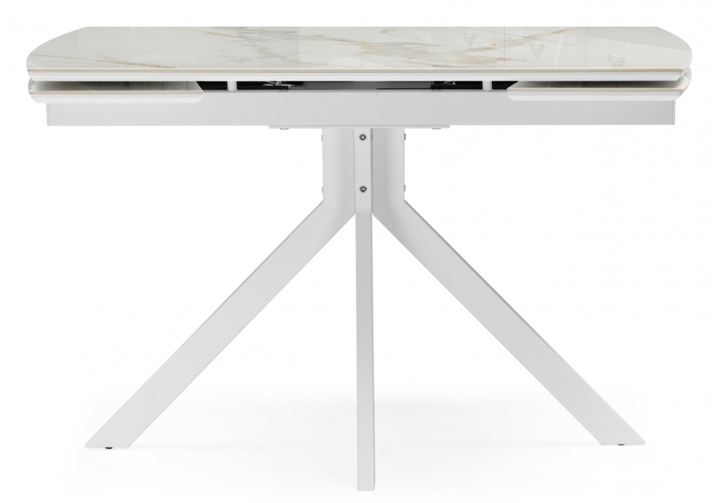 Керамический стол, Катчел 120(180)x80 белая шагрень / белый