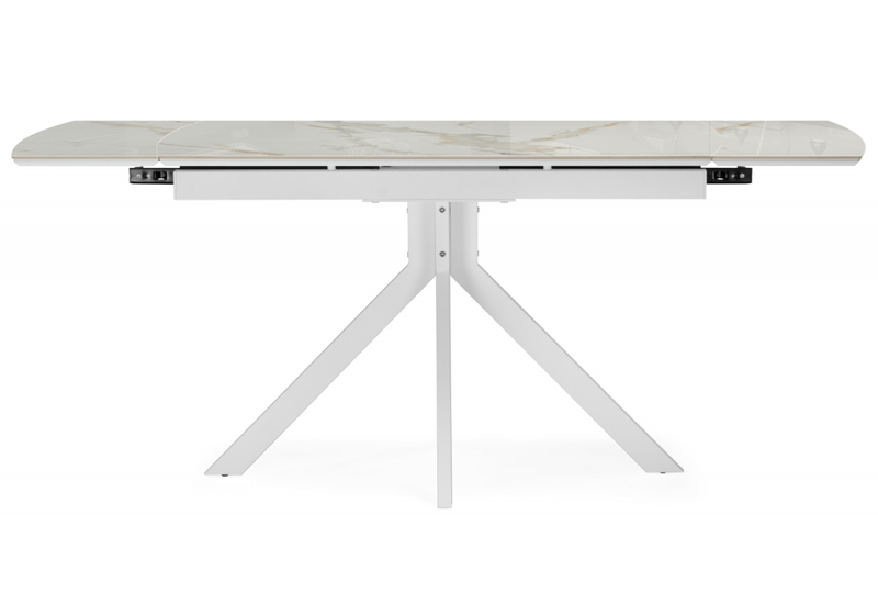 Керамический стол, Катчел 120(180)x80 белая шагрень / белый