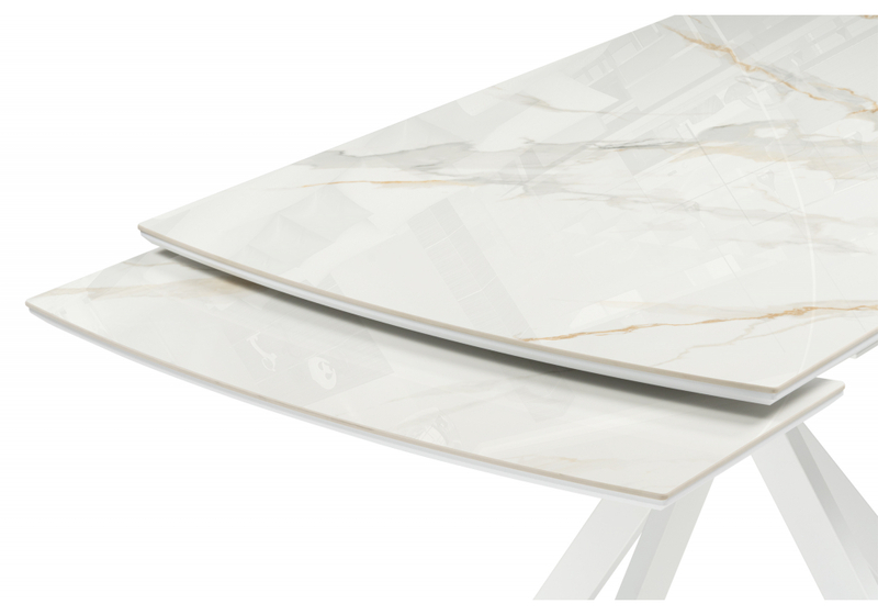 Керамический стол, Катчел 120(180)x80 белая шагрень / белый