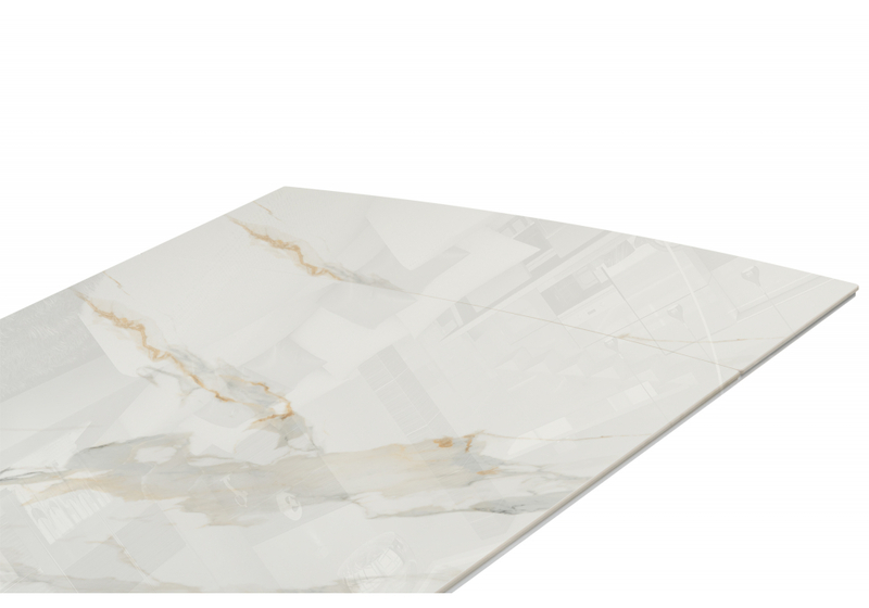 Керамический стол, Катчел 120(180)x80 белая шагрень / белый