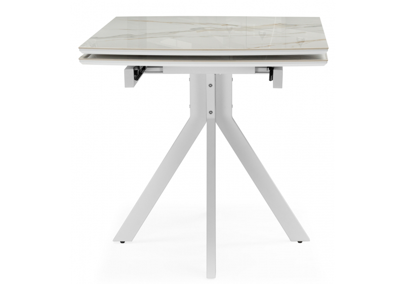 Керамический стол, Катчел 120(180)x80 белая шагрень / белый