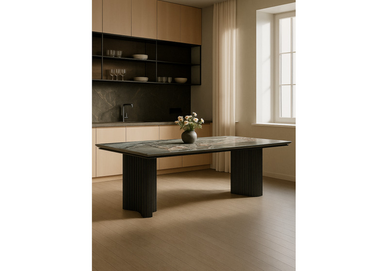 Керамический стол, Мален 240x110 mineral stone baldoser / черный