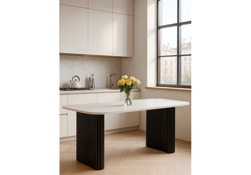 Стол деревянный, Бавария B 200 х 90 белая пленка шагрень / черный