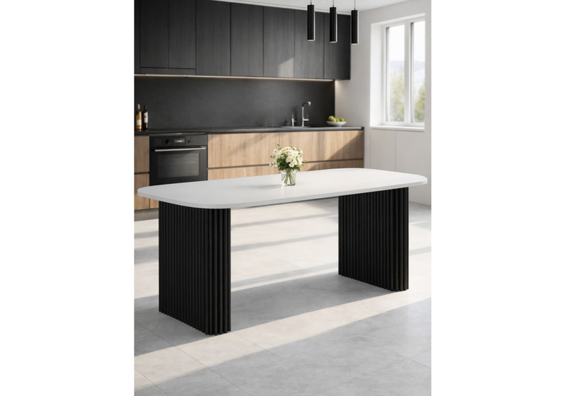 Стол деревянный, Бавария B 180 х 90 белая пленка шагрень / черный