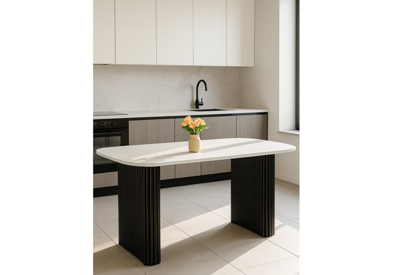 Стол деревянный, Бавария B 180 х 90 белая пленка шагрень / черный