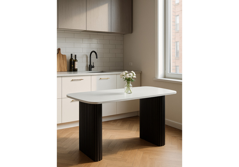 Стол деревянный, Бавария B 160 х 90 белая пленка шагрень / черный