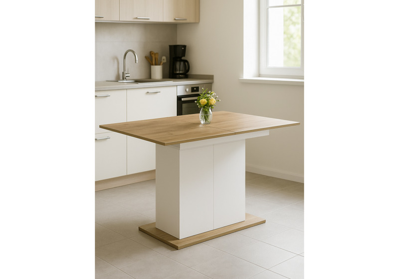 Стол деревянный, Carla белый / крафт золотой