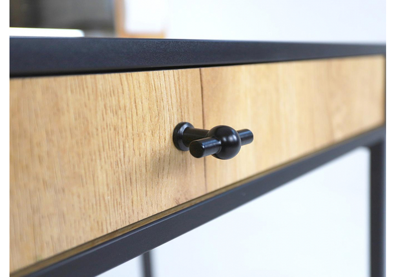 Стол деревянный, Брут 6 крафт золотой / черный