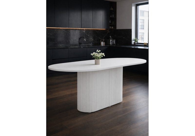 Стол деревянный, Барон О 200 х 90 белая пленка шагрень / белый