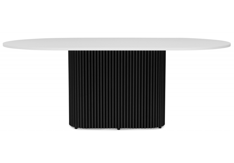 Стол деревянный, Барон О 200 х 90 белая пленка шагрень / черные ноги