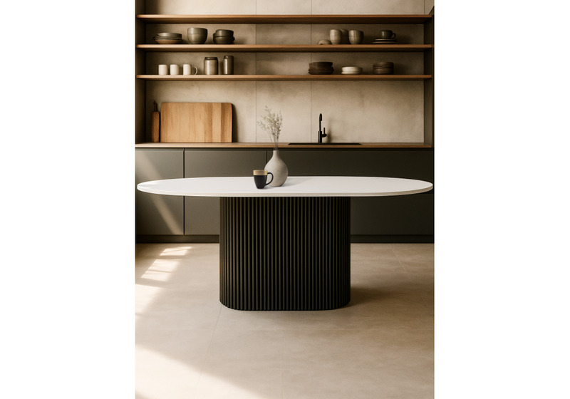 Стол деревянный, Барон О 200 х 90 белая пленка шагрень / черные ноги