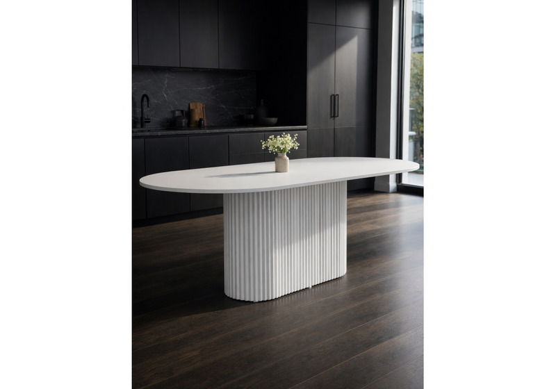 Стол деревянный, Барон О 180 х 90 белая пленка шагрень / белые ноги