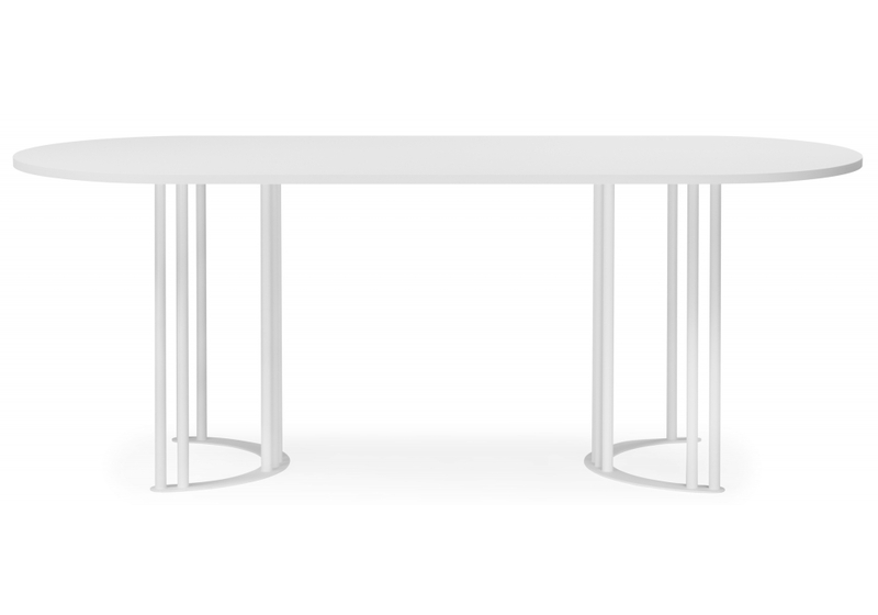 Стол деревянный, Хьюго О 200 х 90 белая шагрень пленка / белые ноги