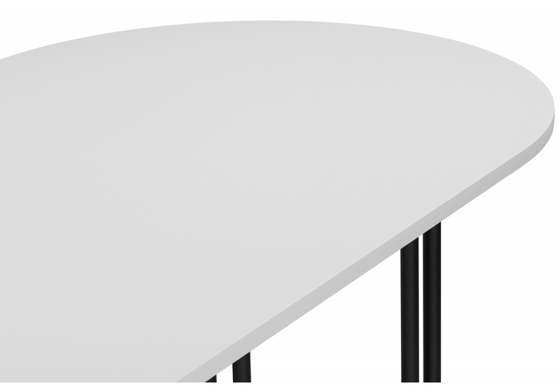 Стол деревянный, Хьюго О 200 х 90 белая шагрень пленка / черные ноги