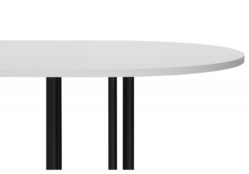 Стол деревянный, Хьюго О 200 х 90 белая шагрень пленка / черные ноги