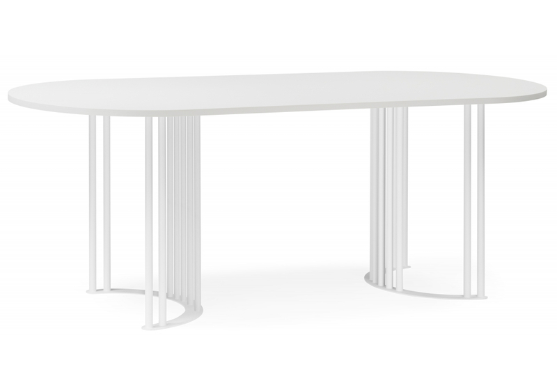 Стол деревянный, Хьюго О 180 х 90 шагрень пленка / белые ноги