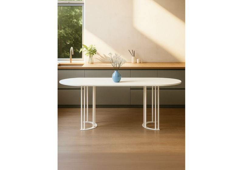 Стол деревянный, Хьюго О 180 х 90 шагрень пленка / белые ноги