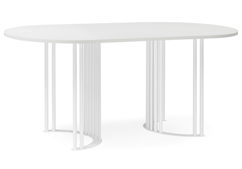 Стол деревянный, Хьюго О 160 х 90 белая шагрень пленка / белые ноги