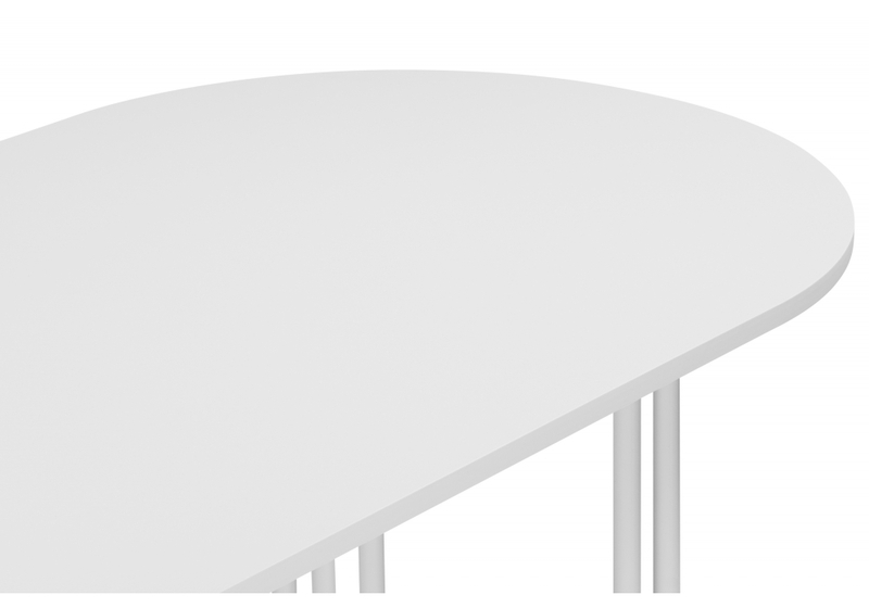 Стол деревянный, Хьюго О 160 х 90 белая шагрень пленка / белые ноги