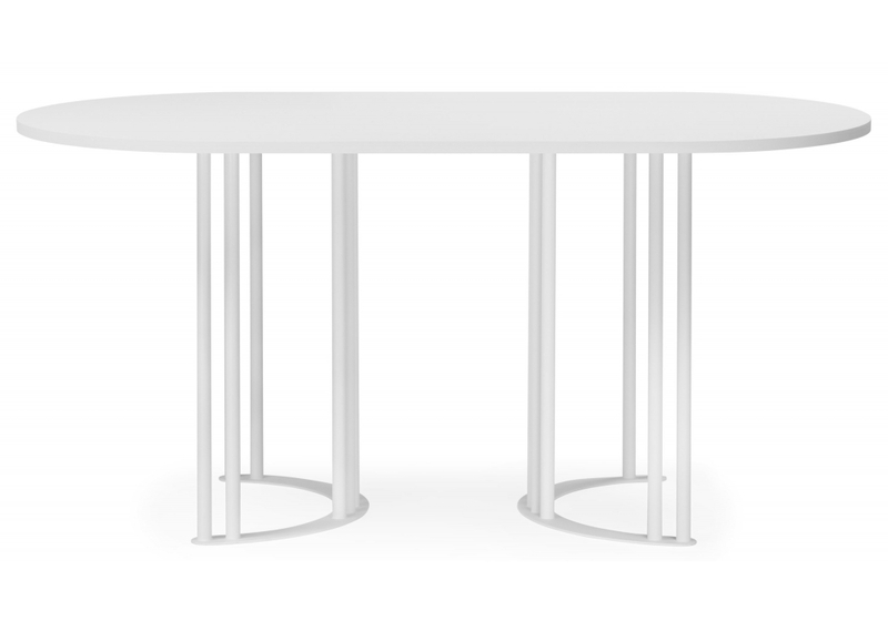 Стол деревянный, Хьюго О 160 х 90 белая шагрень пленка / белые ноги