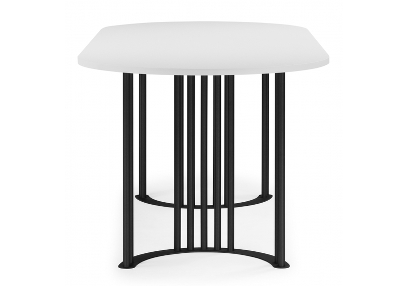 Стол деревянный, Хьюго О 160 х 90 белая шагрень пленка / черные ноги