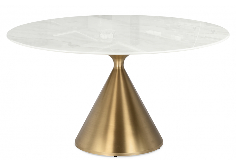 Керамический стол, Jaklin 130x73 белый мрамор / сатинированное золото