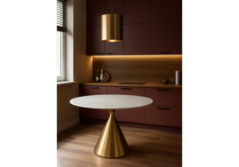 Керамический стол, Jaklin 130x73 белый мрамор / сатинированное золото