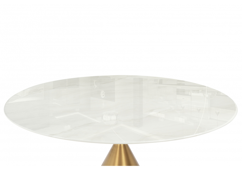 Керамический стол, Jaklin 130x73 белый мрамор / сатинированное золото