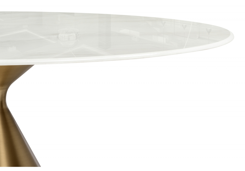 Керамический стол, Jaklin 130x73 белый мрамор / сатинированное золото