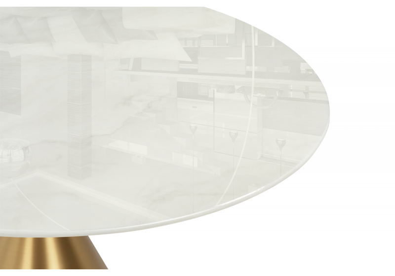 Керамический стол, Jaklin 130x73 белый мрамор / сатинированное золото