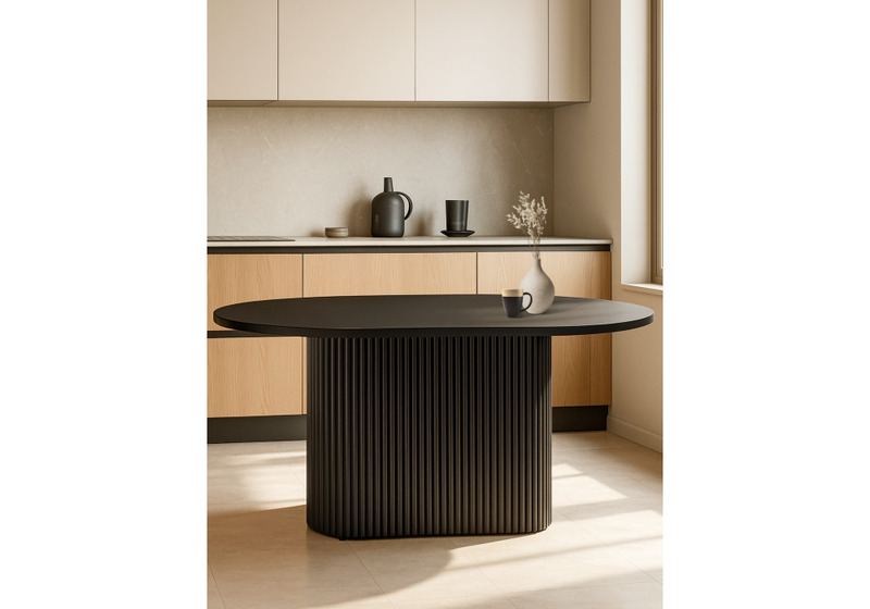 Стол деревянный, Барон О 160 х 90 черная пленка шагрень / черные ноги